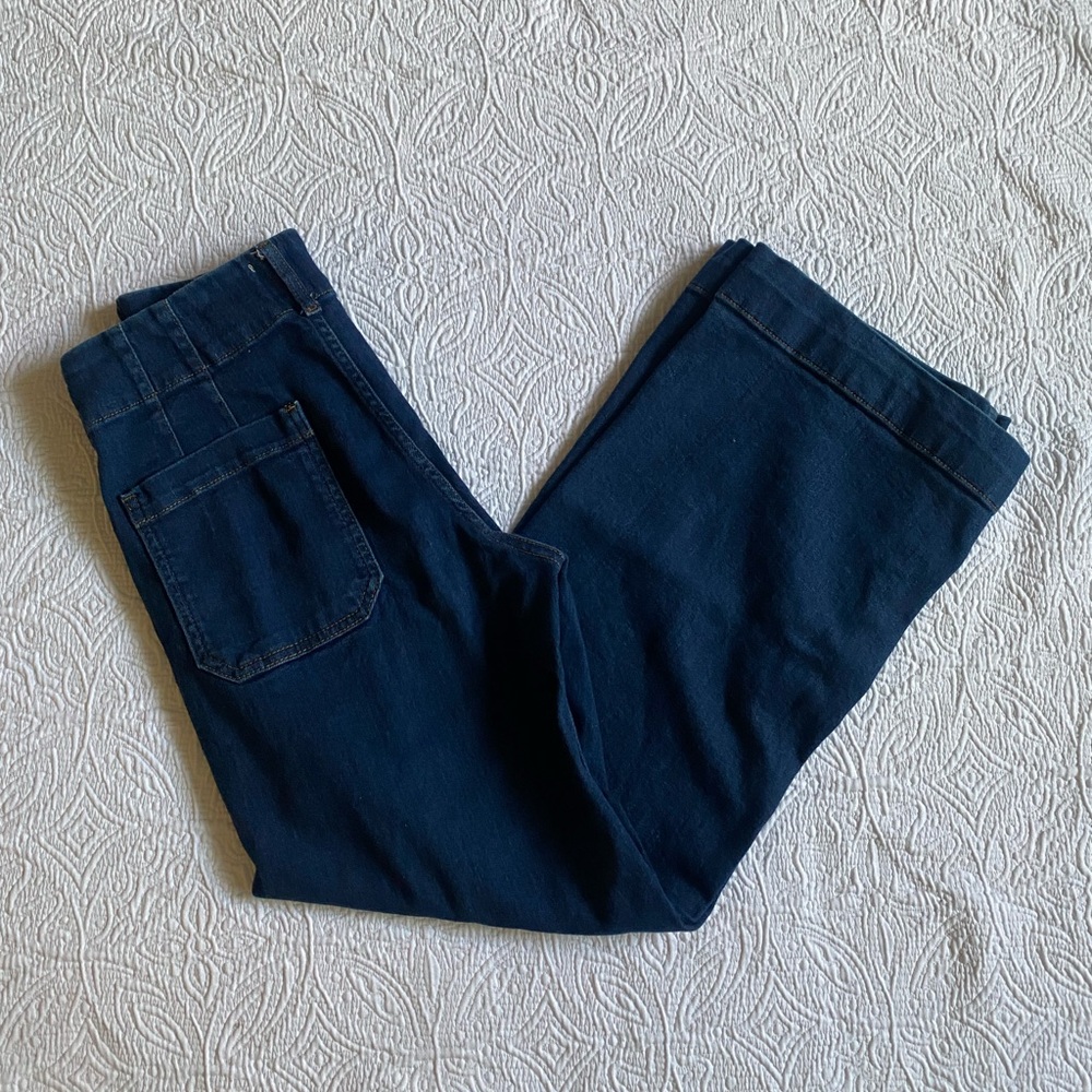 Maeve Colette Dark Blue Wide Leg Jeans